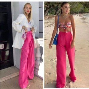 NWT ZARA MODAL FULL LENGTH TROUSERS PANT FUCHSIA PINK